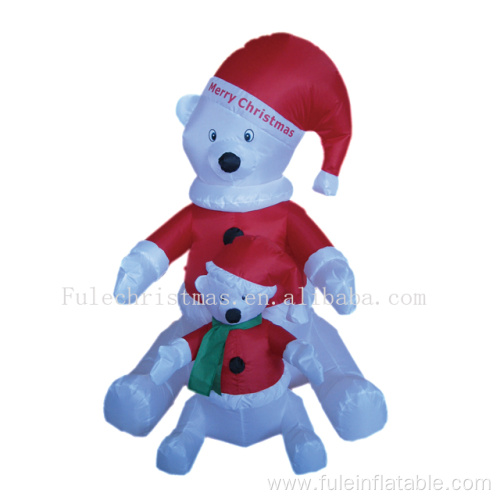 Happy holiday inflatable polar bear & baby